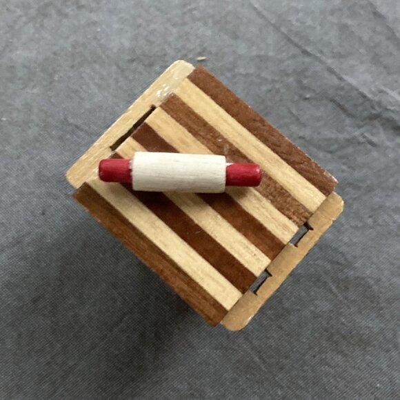 Dollhouse Miniature Wood Butcher Block Table Counter 2" tall, Vintage - Picture 3 of 6